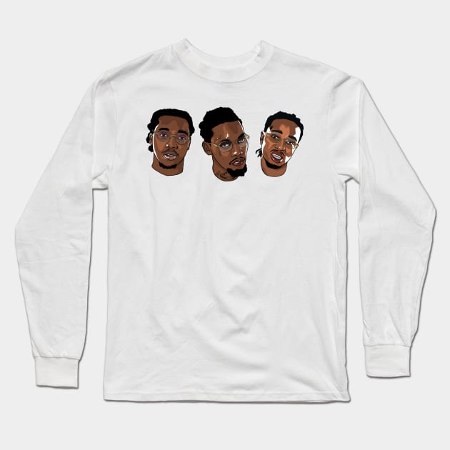 Migos Rappers Quavo Takeoff Offset Long Sleeve T-Shirt by Footie Prints